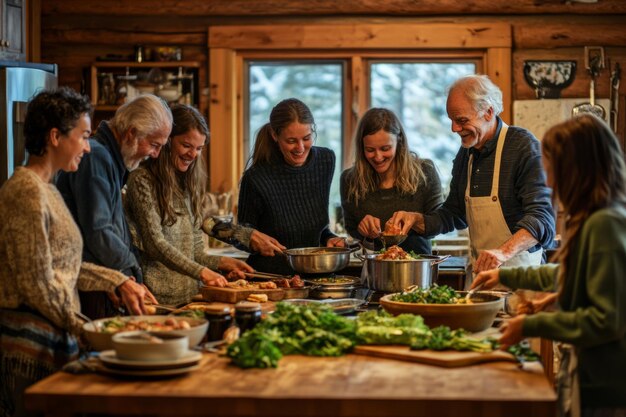 Zespół kucharzy przy stole